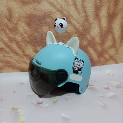 Children's 3C Helmet 7-15 Years Old Boys and Girls Electric Motorcycle Helmet Drop-Resistant Lightweight Cute Adjustable Helmet (Motosiklet kaskı (dəbilqə)) - no-11-light-blue-tea-short-mirror-white-cat-ears-white-bear-7-15-years-old