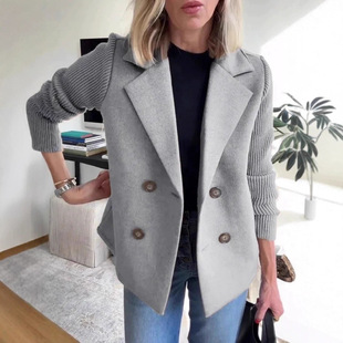 2025 Autumn European and American Cross-Border Amazon Independent Station Ins Women's Suit Collar Casual Top Woolen Coat for Women
