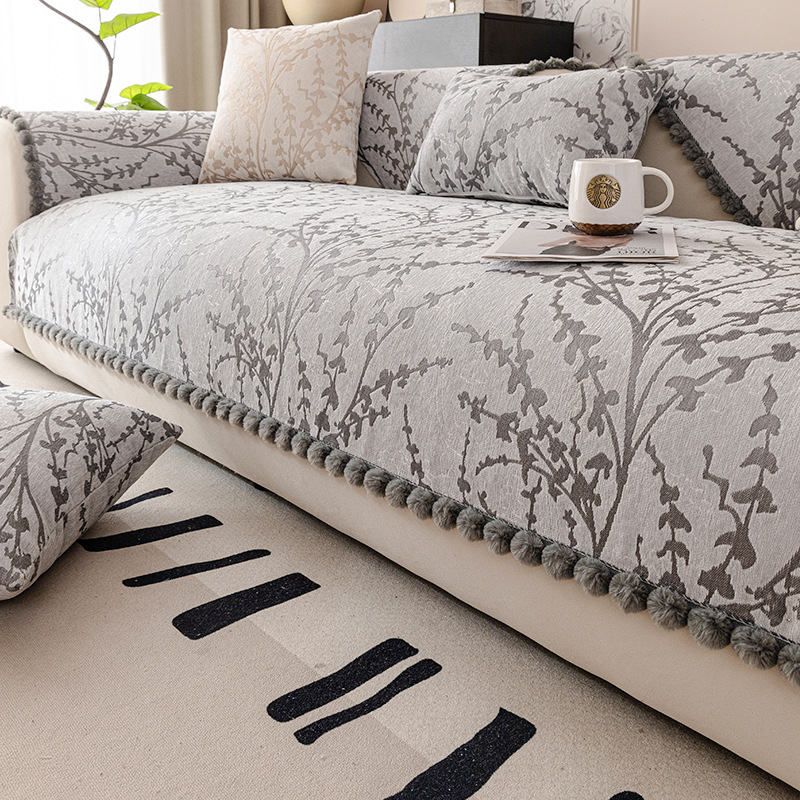 Capa de sofá de chenille francesa antiderrapante para todas as estações_voghion.com