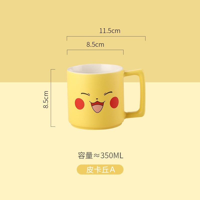 Taza de marca Pokémon, taza de agua creativa de dibujos animados Pikachu, taza de agua creativa de cerámica encantadora para niños