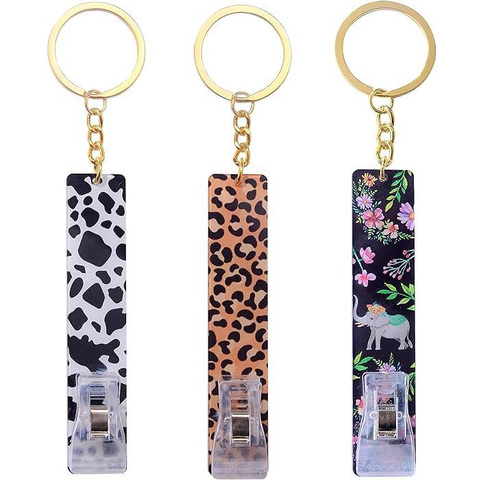 3PCs multi-style card holder ATM contactless card extractor for women long nail key chain card holder