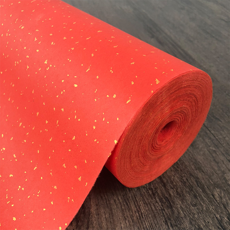 Espolvorear papel de arroz de largo rollo de oro engrosado gran Buda rojo amarillo antiguo azul y negro medio crudo caligrafía de caligrafía y pintura china