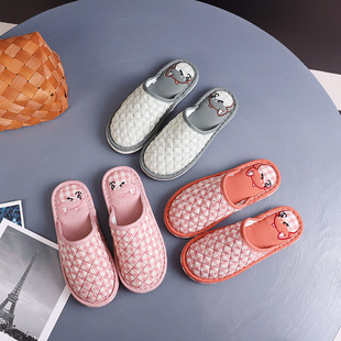 Children's Big Boy Baotou Three-Layer Thickened Fabric Slippers with Rubber Particle Slippers Plaid Cartoon Home Indoor Wooden Floor Slippers