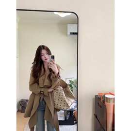 现货大码女装早秋韩系风衣外套2025秋季新款胖mm气质收腰零售批发