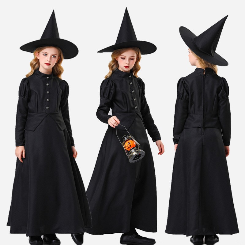 New Halloween Kidsren's Magician Witch Cosplay Stage Performance Costume Masquerade Family Costume
