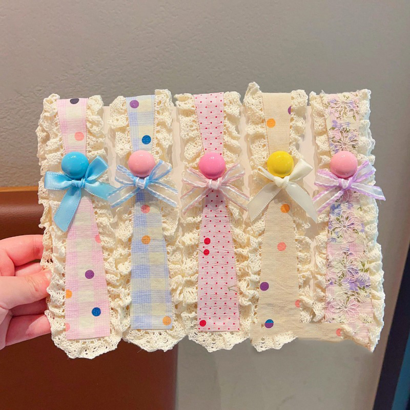 Girls' hair clips, children's magic tape, lace bow, long baby bangs clips that don't damage hair, little girls' hairbands