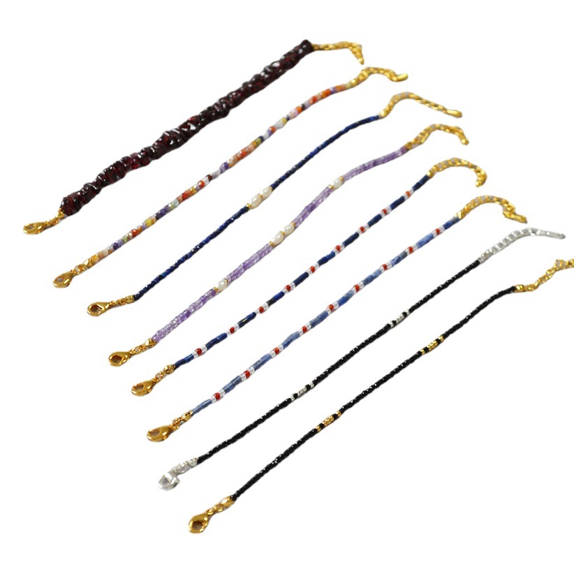 Meiya japonés y coreano nicho moda fresca Piedra Natural piedra real perla de agua dulce con cuentas simple plegable elegante pulsera fina