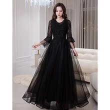 黑色晚礼服裙宴会气质网纱显瘦连衣裙2025新款轻奢高级感外贸礼服