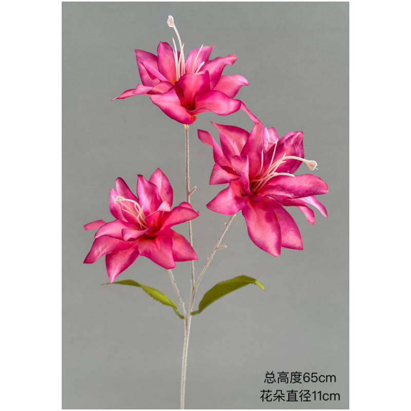 Flor simulada 3 cabezas lirio rosa lirio rojo accesorios de boda boda decoración al aire libre flor de seda camino tira de flores
