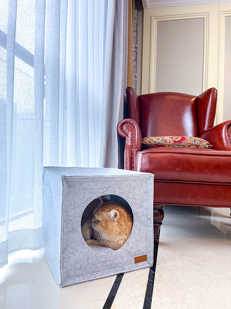 Войлочная гнездо для кошек полностью закрыта, простая полузакрытая складная и моющаяся гнездо для домашних животных