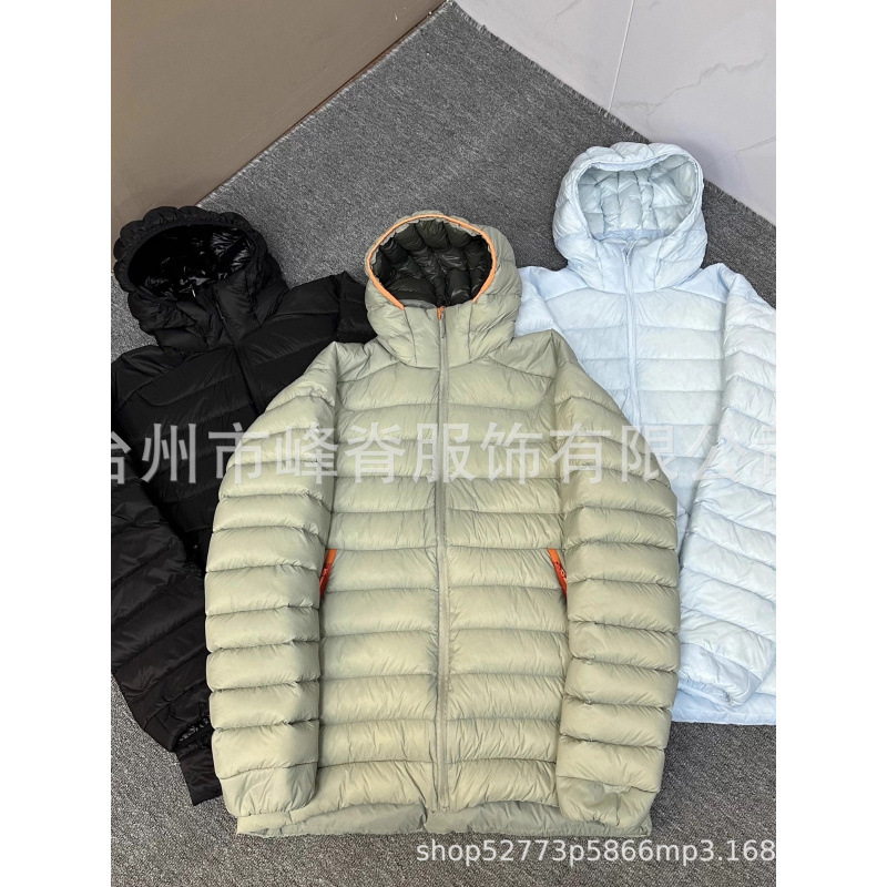 Taizhou Bird Family Ribbed Down Jacket with Hood, Cold-Proof, Unisex, Long-Sleeve, Outdoor, Anti-Pilling, Hiking and Mountaineering Coat