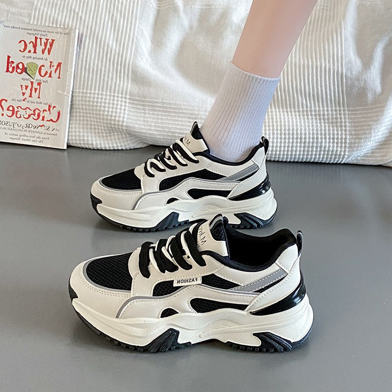 Sports Shoes for Women 2024 Spring and Summer New Mesh Breathable Women's Shoes Ins Versatile Dad Shoes Thick-Soled Casual Shoes Running Shoes