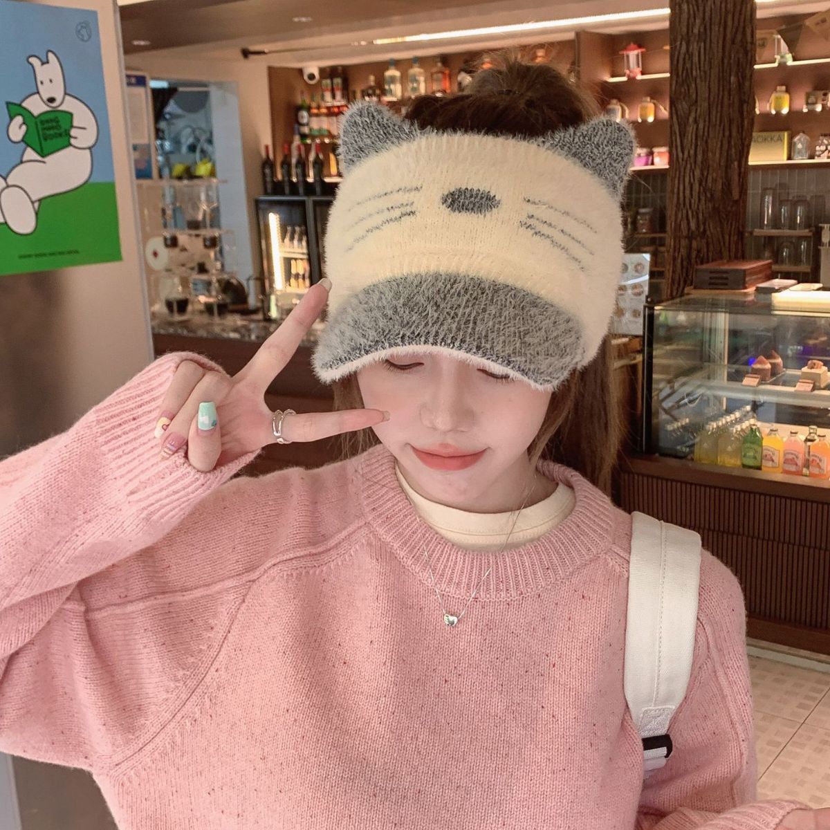 Gorra de béisbol para mujer Otoño e Invierno Nuevo estilo cara de aspecto pequeño engrosamiento cálido tapa superior vacía gorra de punto sombrero de lana estilo coreano todo partido