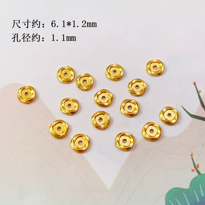 Ancient S925 Silver Gold-Plated Spacer Bead Bracelet Necklace Handmade DIY Beaded Jewelry Accessories Wenwan Accessories