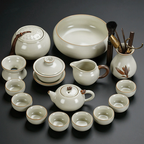 Mihuang Ru Kiln hometown, auspicious pot lid bowl, eight cups with tea ceremony tea warehouse tea, washed 15 pieces