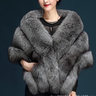 Autumn and Winter Bride Imitation Fox Fur Shawl Wedding Dress Cape Dress Cheongsam Fur Cape Outwear White Female European and American Fox
