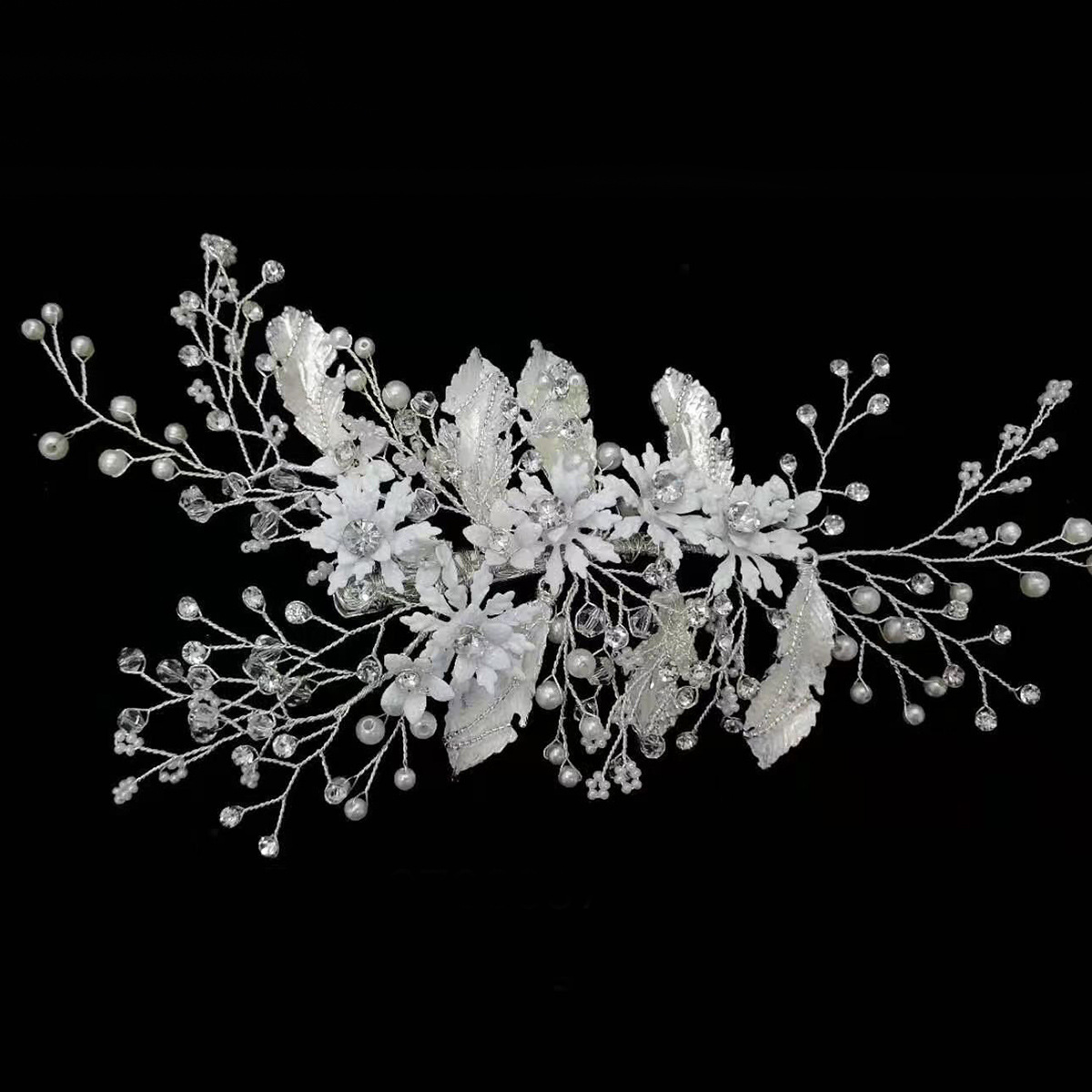 fashion bridal wedding simple hair accessories white leaf hairpinpicture1