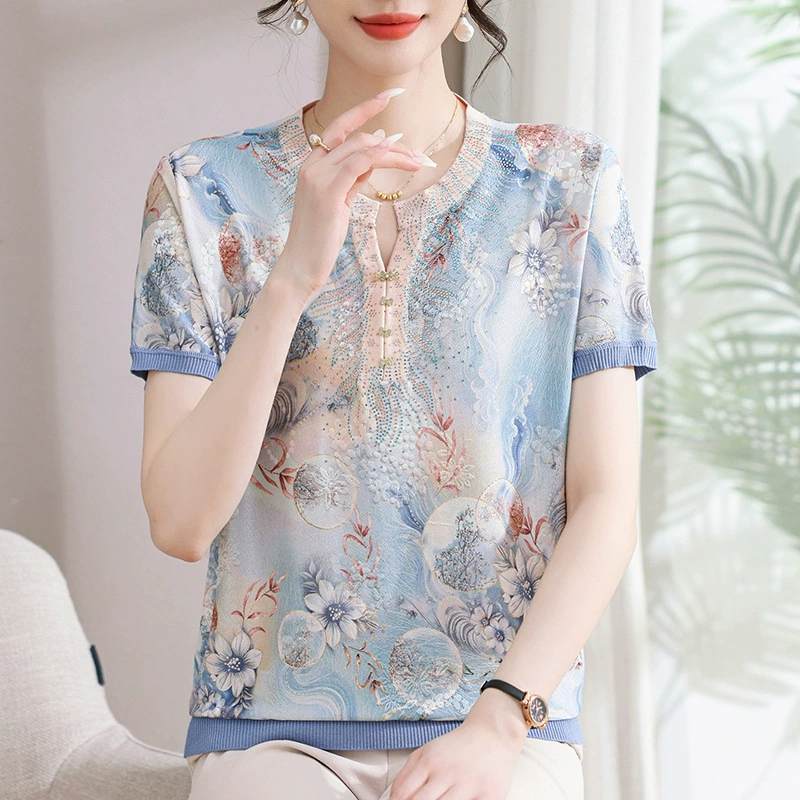 Мама весенняя летняя новая рубашка со средним рукавом с принтом