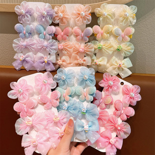 Children's Bow Hairpin Princess Super Fairy Gauze Flower Bangs Clip Girl Does Not Hurt Hair Broken Hairpin Girl Hairpin