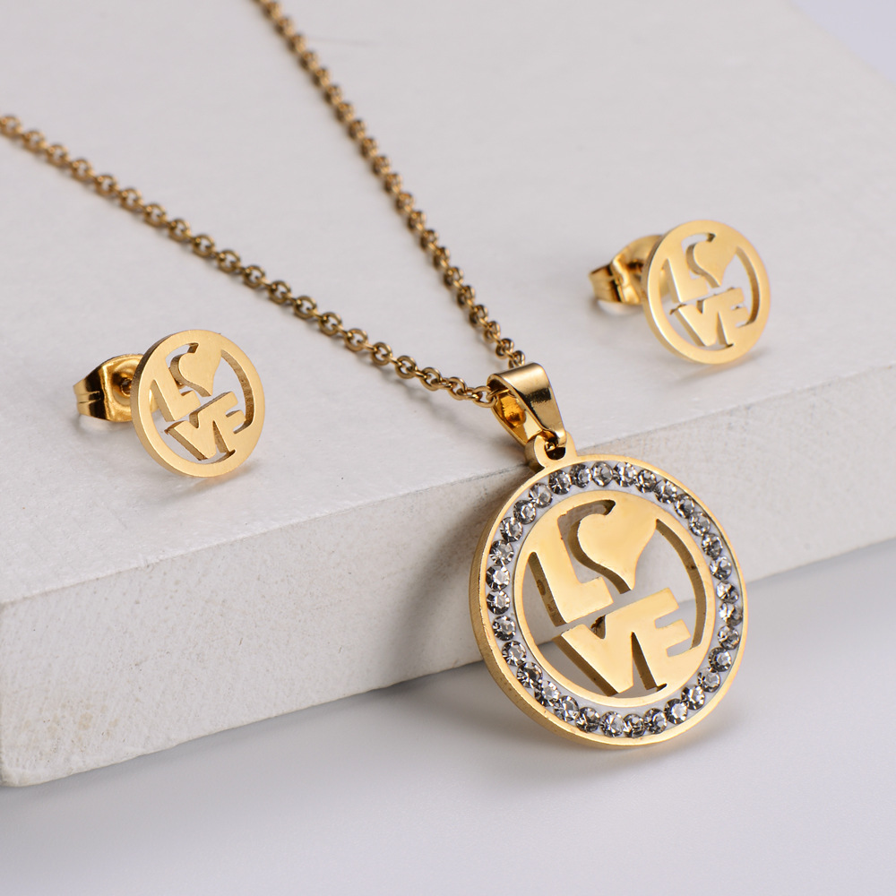 love series LOVE letters inlaid with rhinestones Christmas exquisite all-match Korean style