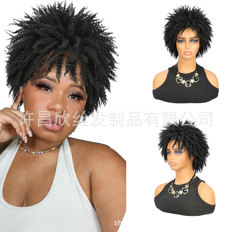 Xuchang wig foreign trade cross-border dirty braid head cover synthetic hair Caterpillar hedgehog head cover wig Xuchang wig foreign trade cross-border dirty braid head cover synthetic hair Caterpillar hedgehog head cover wig