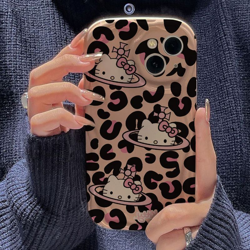 豹纹KT猫适用苹果12PROMAX奶油纹手机壳iPhone15新款14软壳13小众|undefined