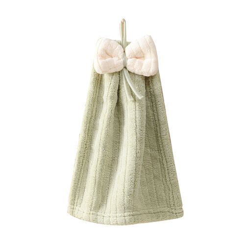 Hand towel hanging cute cartoon bow absorbent hand towel coral velvet bathroom kitchen hand towel