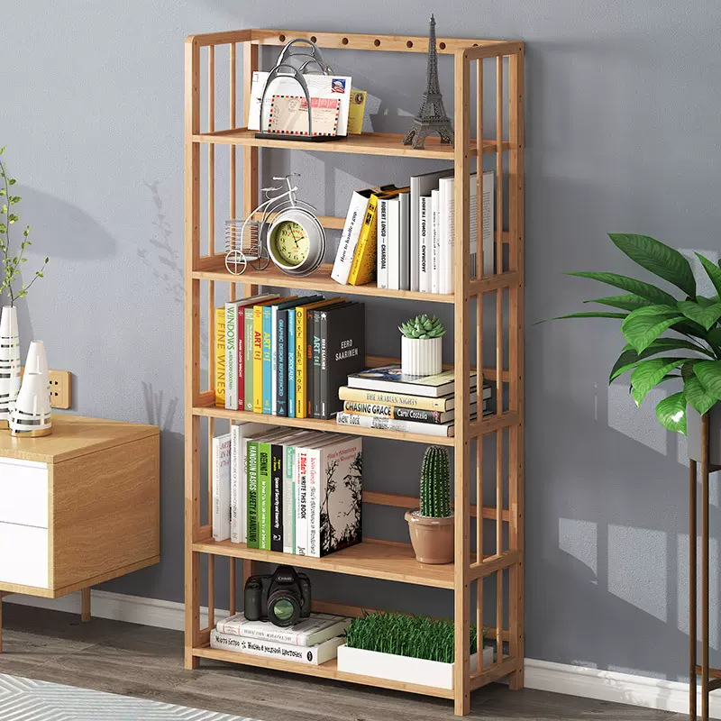 实木多层收纳架子展示架简易书架家用落地货架置物架卧室储物柜子