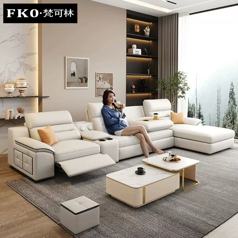 电动真皮沙发多功能沙发床现代简约储物贵妃2025年新款零靠墙沙发