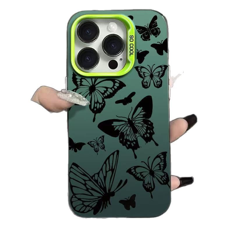 Mariposa negra para iPhone 16 funda para teléfono móvil Apple 15promax/14 anti-caída 13pro12 personalidad 11 mujer
