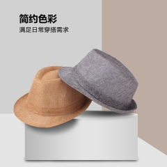 春の夏の亜麻の男性の帽子の純色のジャズの帽子の日よけの帽子の韓国版の中高年の男性の帽子の日よけの帽子の日よけの帽子