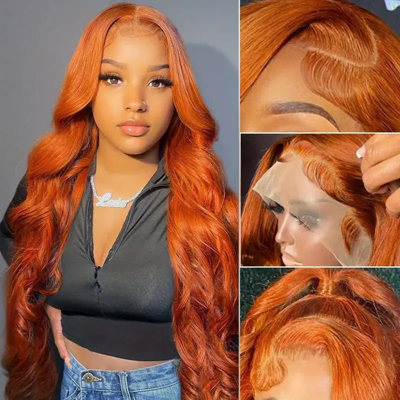 New Style Front Lace Wig, Orange Long Curly Hair, Wavy 13*4 Lace Wig, Full Head Wig New Style Front Lace Wig, Orange Long Curly Hair, Wavy 13*4 Lace Wig, Full Head Wig