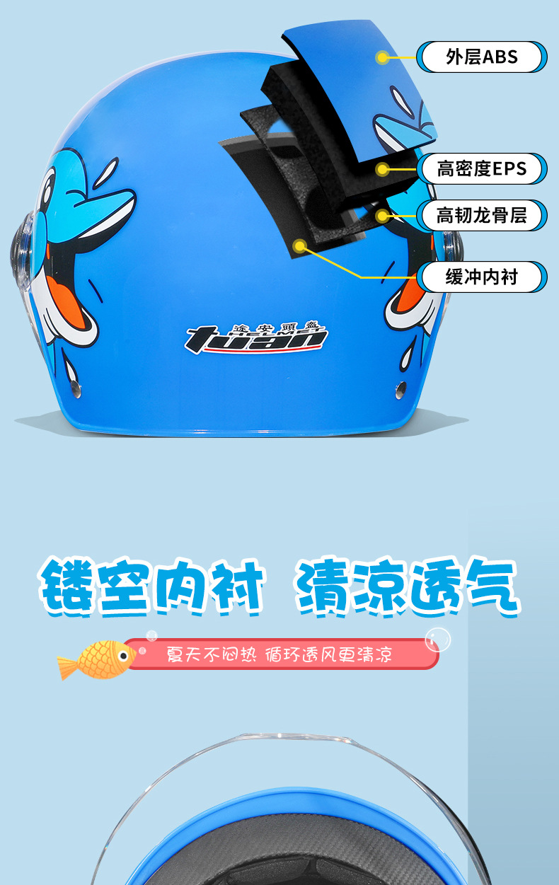 3C certification warm breathable children's general summer boys and girls students cartoon half helmet electric car helmet