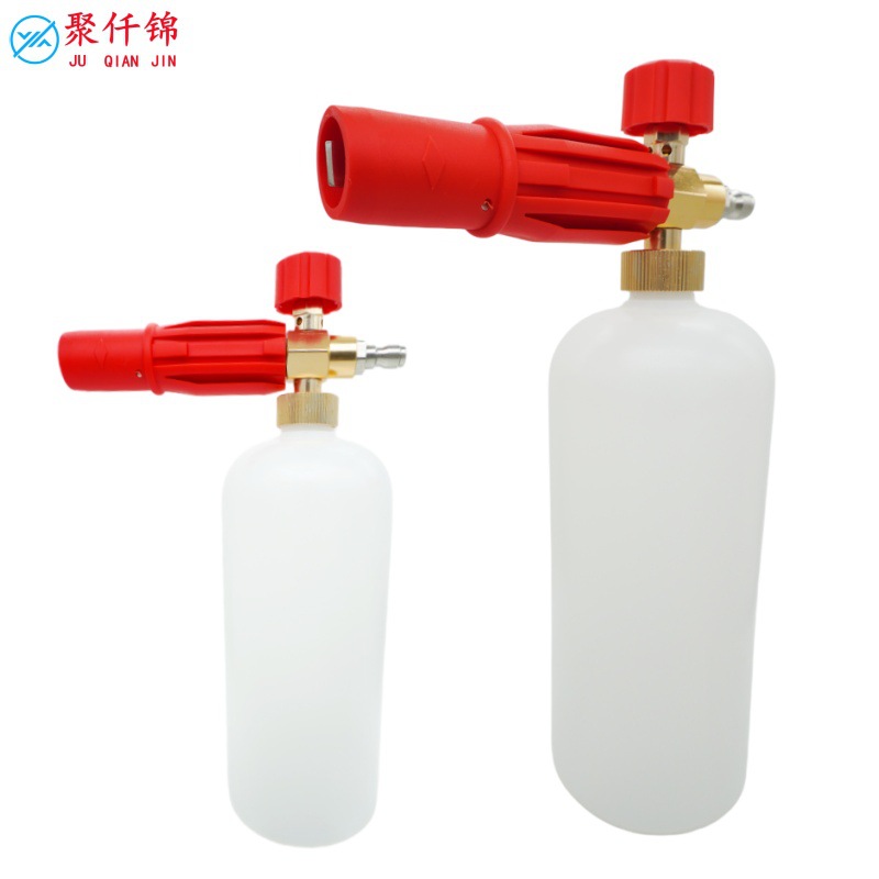 High-Pressure Cleaning Machine Red Transparent Foam Spray Bottle Pa Adjustable Household Pump Foam Cleaning Foam Spray Gun Nozzle