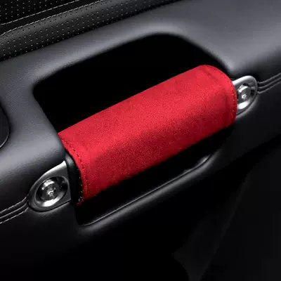 Sürətlər qutusu və əl tormozu başlıqları Car Door Pull Glove Fur - red-one-suede-handle-cover