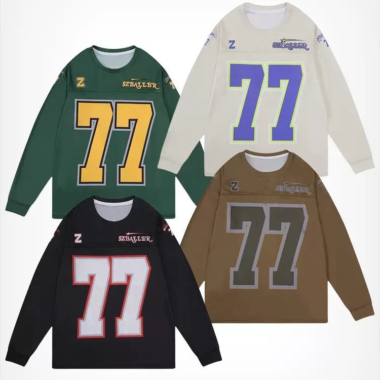 American-Style Slit Training Fitness Shooting Suit Running Lightweight Top No. 77 Basketball Sports Long-Sleeved T-Shirt Men's Quick-Drying