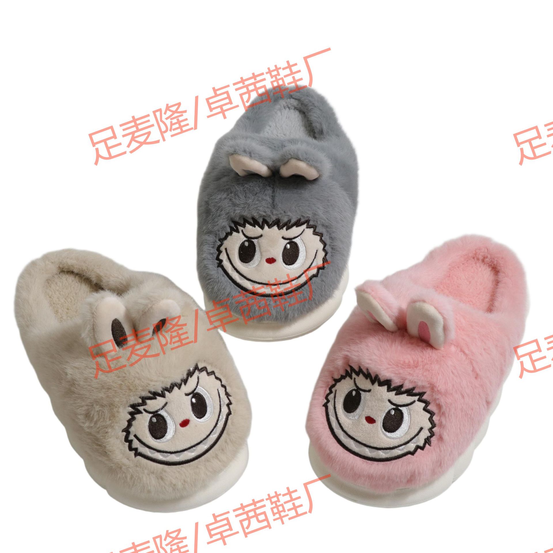 Labubu rabu zapatillas de algodón de tela personalizada comercio exterior nuevo estilo linda mujer otoño e invierno calidez del hogar zapatillas personalizadas