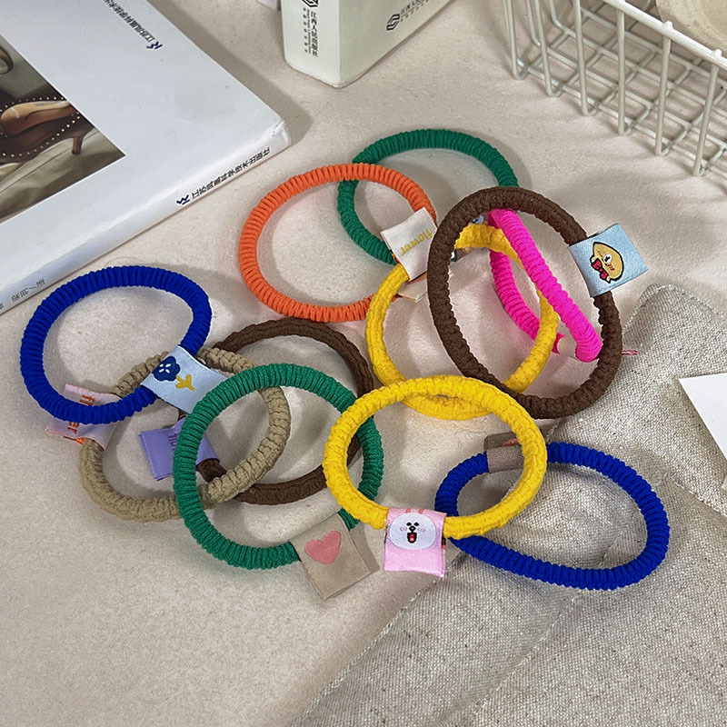 彩色高彈力頭繩可愛不傷頭髮圈簡約花朵小熊基礎款糖果色馬尾皮筋