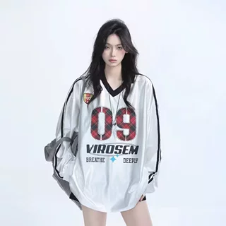 美式运动休闲印花字母卫衣男女春秋宽松复古V领球服嘻哈上衣潮牌