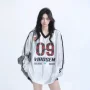男女运动v领印花上衣
