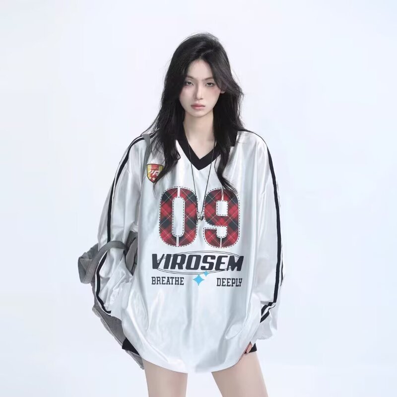 American-style Sports Casual Printed Alphabet Sweatshirt for Men and Women Spring and Autumn Loose Retro V-Neck Sportswear Hip-hop Top Trendy Brand American-style Sports Casual Printed Alphabet Sweatshirt for Men and Women Spring and Autumn Loose Retro V-Neck Sportswear Hip-hop Top Trendy Brand