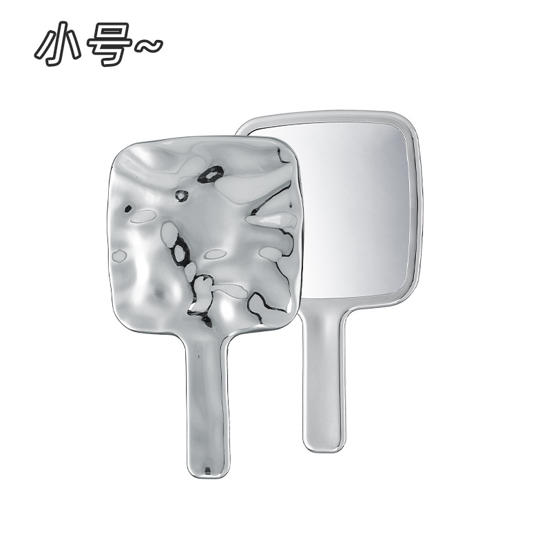 Electroplated handle mirror [small silver] 10*17cm