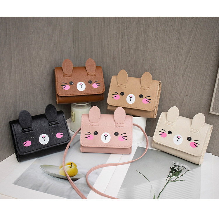 Single Shoulder Strap Strap Type Women's Mini Pu Leather Cartoon Cute Magnetic Buckle Coin Purse