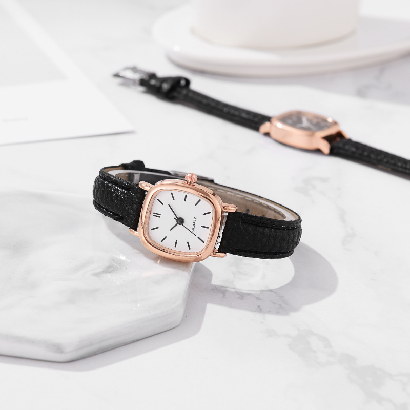 Montre pour femme avec ceinture à quartz pour étudiante, simple, carrée et personnalisée_voghion.com