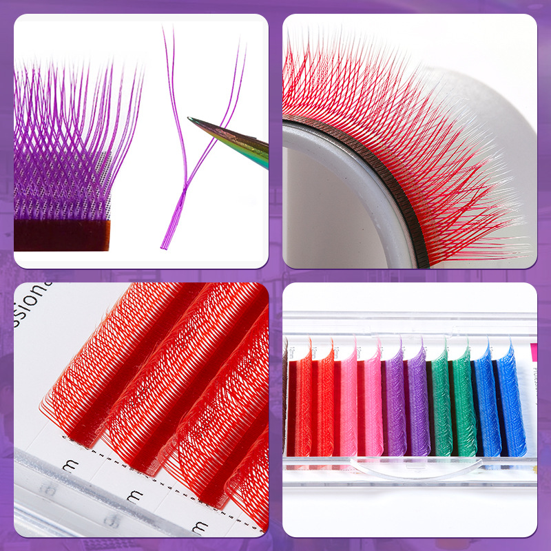 Fábrica de pestañas falsas personalizadas densas naturales en forma de Y injerto de pestañas falsas 0.07 mezcladas en un segundo florecer y colorido