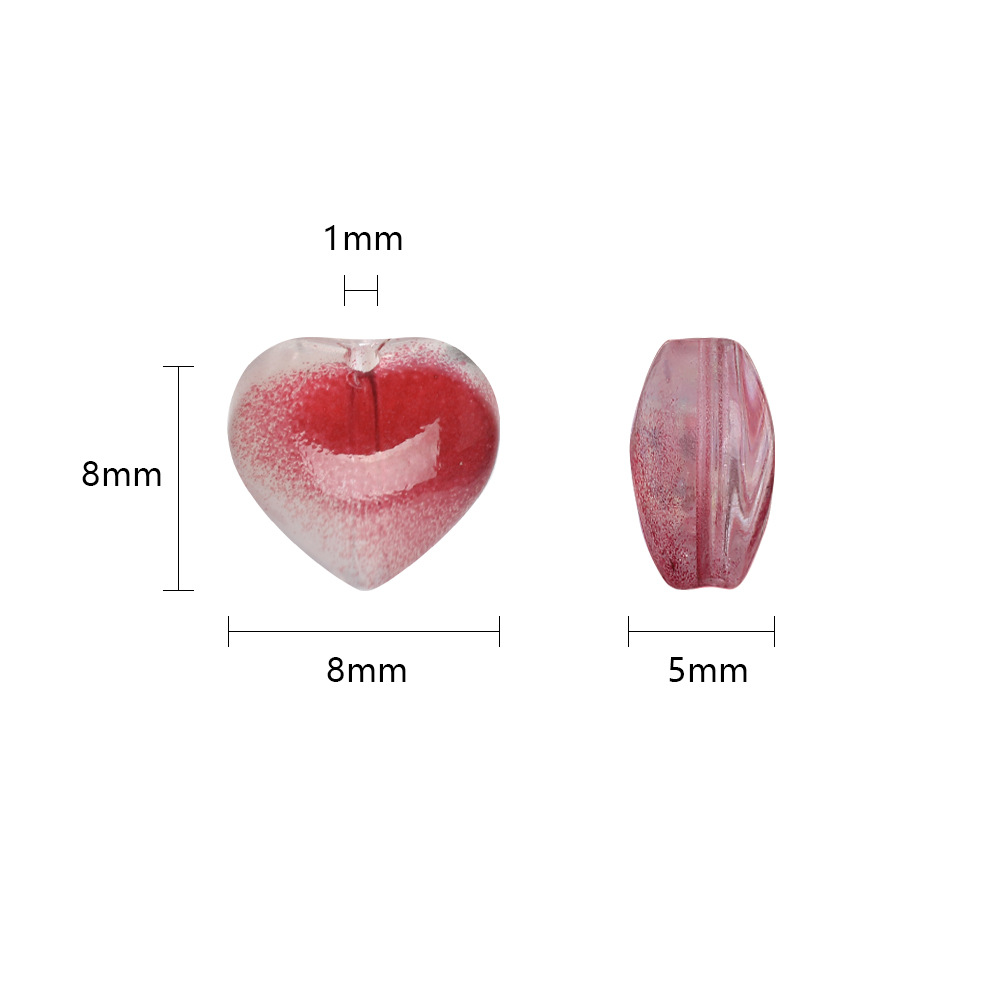 50 قطعة/الحزمة ٨ * ٥ من من من ثقب 1 ~ 1.9 ملم زجاج شكل القلب خرز display picture 2