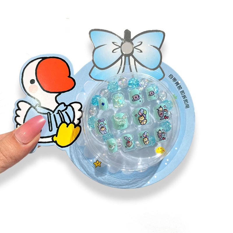 Pegatinas de uñas para niños con pulsera de cuentas parche de uñas falso bebé autoadhesivo estilo ins pegatinas de uñas de dibujos animados