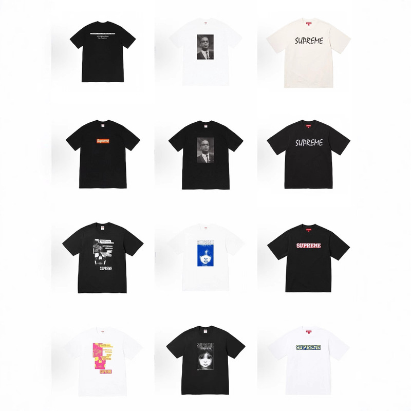25 Models of Supreme Chest Logo Printed Round Neck Short-Sleeved American Trendyy T-Shirts for Men and Women