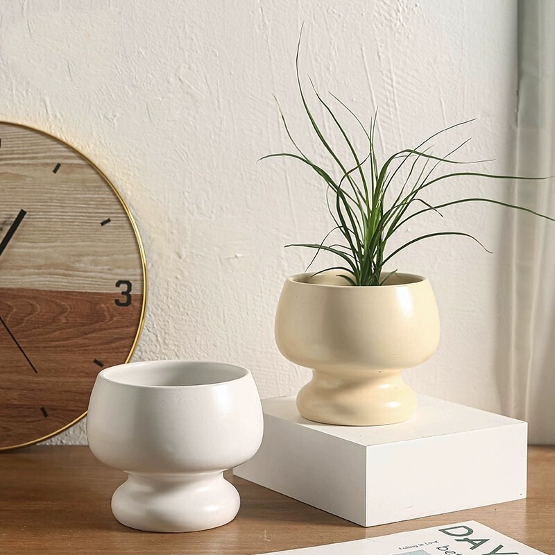 Wholesale Cream-Style Ceramic Flower Pots, Nordic Ins Mixed-Color Rustic Pottery Pots, Simple and Creative Home Decor with a High-End Feel, Suitable for Phalaenopsis