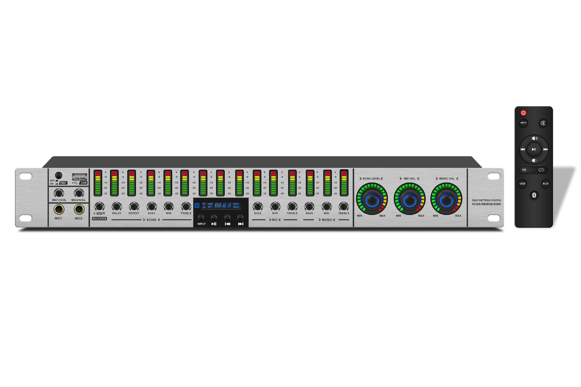 Kt-150 Professional Pre-Effects Processor with Bluetooth USB for Home Karaoke, Audio Mixing, Spectrum Equalization, Microphone Feedback Prevention